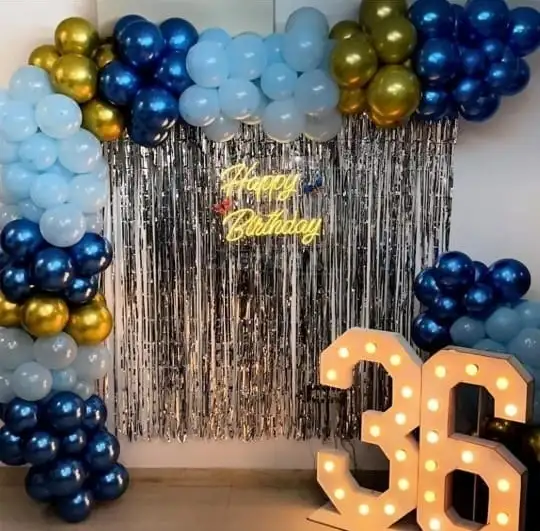Blue And Silver Theme Birthday Decor